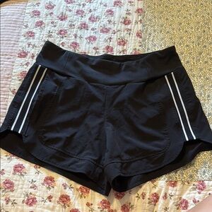 90 Degree By Reflex Black Athletic Shorts with Curved Hem